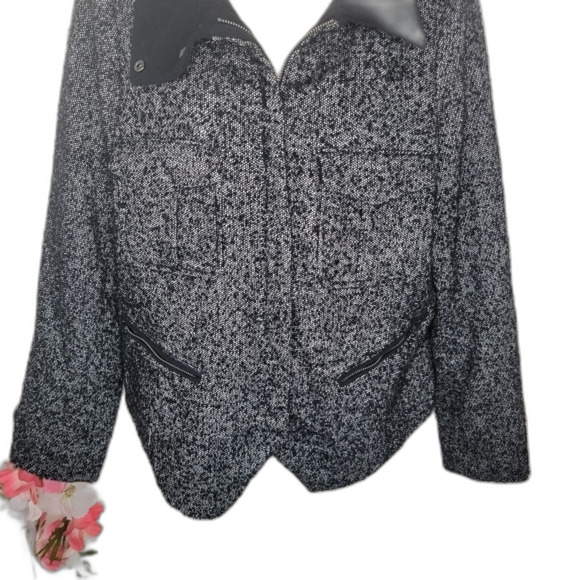 Gap tweed wool blend full zip moto jacket size large - Picture 3 of 9